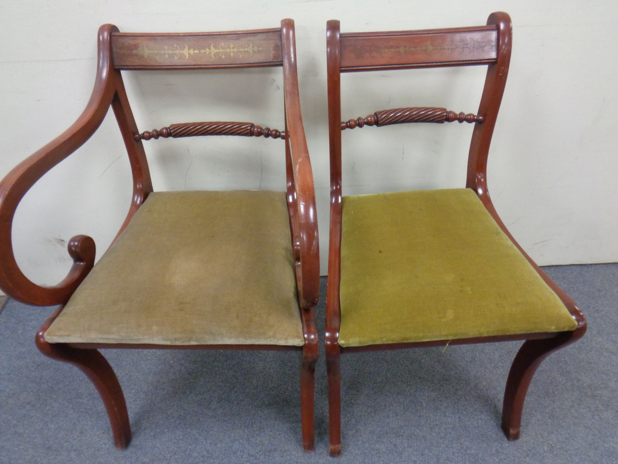 A Regency style inlaid mahogany twin pedestal dining table with leaf, - Image 2 of 2