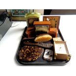 A tray of 20th century mantel clocks, onyx and burr walnut examples etc,