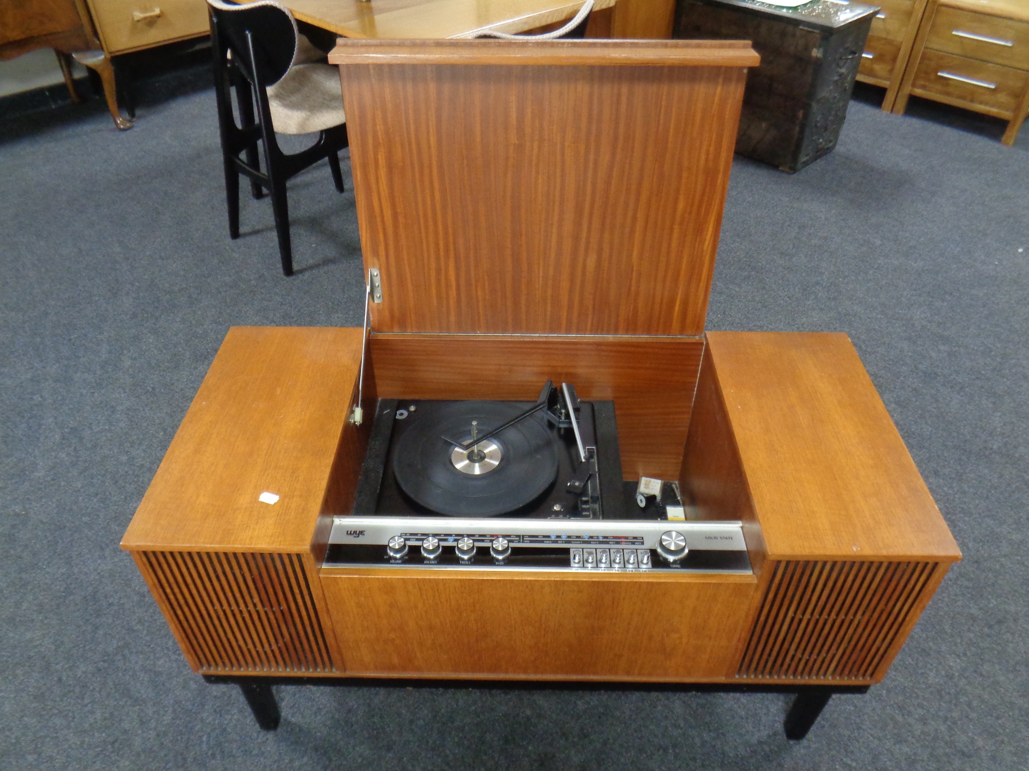 A teak cased Wye record player