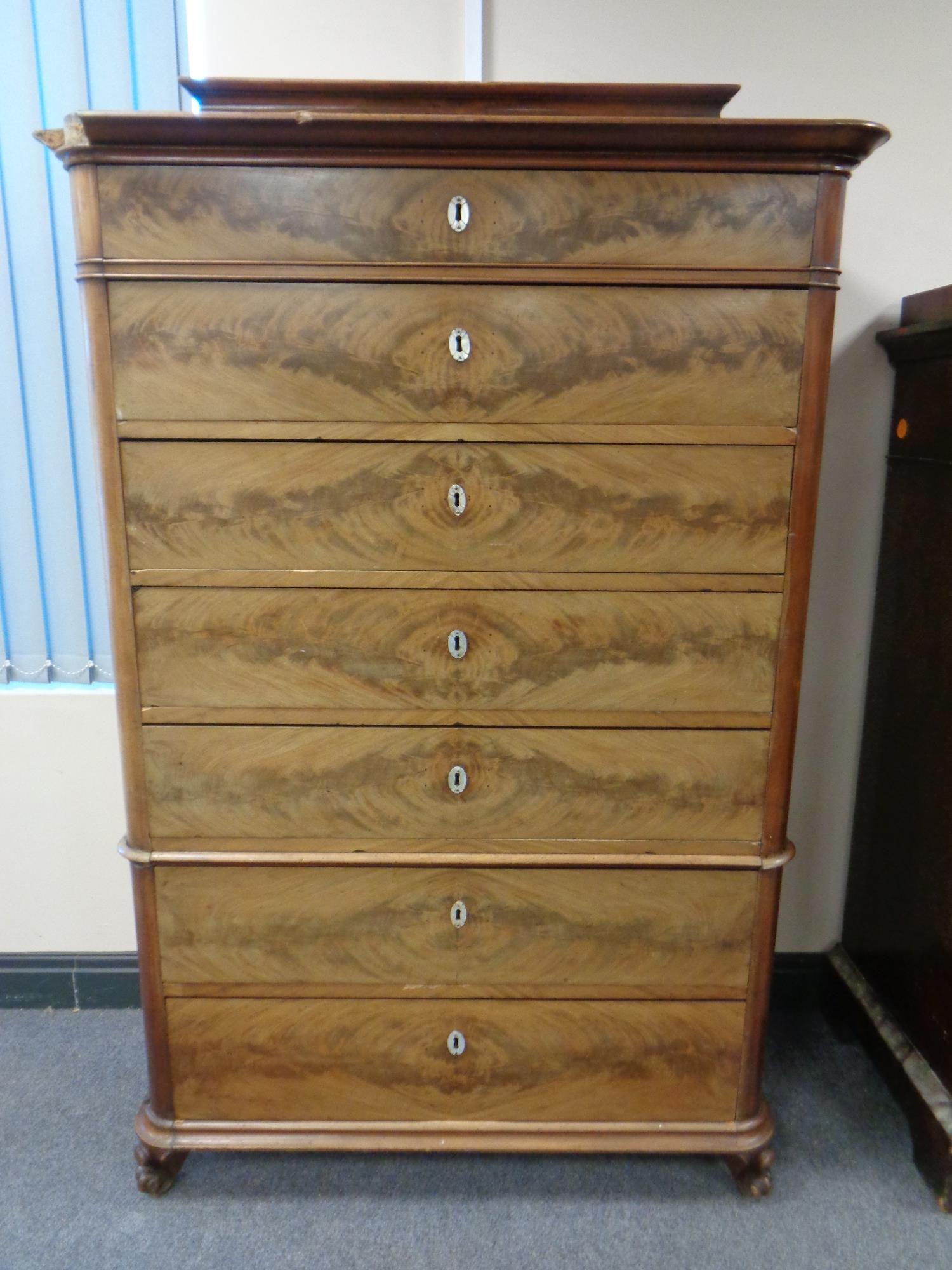 A 19th century mahogany seven drawer chest (As found)