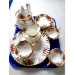 Twenty-seven pieces of Royal Albert Old Country Roses tea and dinner china