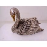 An Elizabeth II finely-modelled silver swan, filled, Camelot Silverware Ltd, Sheffield 2016,