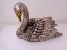 An Elizabeth II finely-modelled silver swan, filled, Camelot Silverware Ltd, Sheffield 2016,