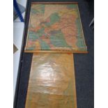 Two 20th century pull down maps of Nicaragua and the Scandinavian East Africa Line