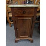 A marble topped mahogany pot cupboard (As found) CONDITION REPORT: Lacks back panel.