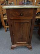 A marble topped mahogany pot cupboard (As found) CONDITION REPORT: Lacks back panel.