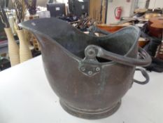 A Victorian copper coal bucket