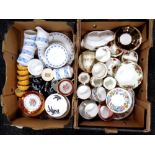 Two boxes of various tea chine including Royal Albert Old Country Roses, Shelley Hedgerow,