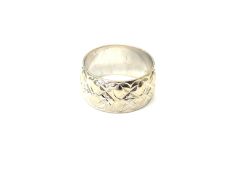 A 9ct white gold textured band ring, size I CONDITION REPORT: 4.