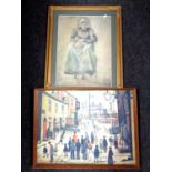 An L. S. Lowry print titled 'A Procession' together with a further gilt framed print.