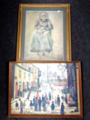 An L. S. Lowry print titled 'A Procession' together with a further gilt framed print.