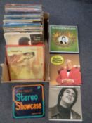 A box containing vinyl LPs and LP box sets including easy listening compilations etc.