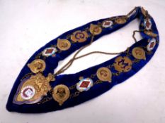 An RAOB sash with enamelled decorations