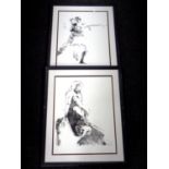 A pair of contemporary Impressionist prints of dancers.