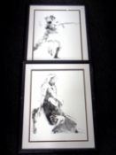 A pair of contemporary Impressionist prints of dancers.
