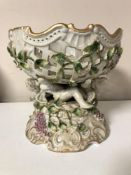 A Meissen style porcelain comport, height 23.