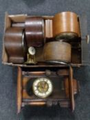 A box of assorted mantel clocks and clock movements (af),