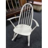 A painted Ercol elm and beech rocking chair.