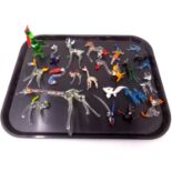 A tray containing a quantity of glass animal ornaments.