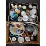 Two boxes containing a large quantity of miscellaneous ceramics including a 19th century willow