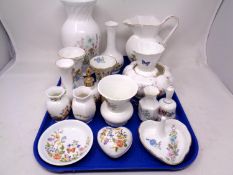 A tray containing a quantity of Aynsley and Coalport cabinet china including Cottage Garden,