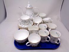 A tray containing 30 pieces of Newcastle upon Tyne floral pattern bone tea china.