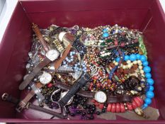 A box containing a large quantity of costume jewellery,