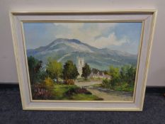 A 20th century oil-on-canvas, Dartmoor England, indistinctly signed, framed.