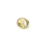 A 9ct gold ring set with a 1982 half sovereign, size R CONDITION REPORT: 10.
