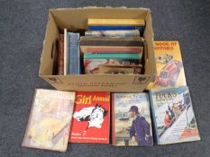 A box containing early to mid-20th century children's annuals including Boys Book of Stories,