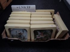 A box containing a set of 12 Heinrich West German flower fairy collector's plates together with a