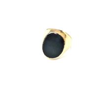 A 9ct gold black onyx signet ring (misshapen) CONDITION REPORT: 4.