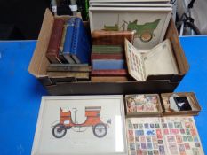 A box containing two albums plus a quantity of loose antique and later stamps of the world as well
