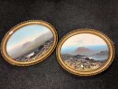 A pair of 20th century watercolours depicting moorland, each 49 cm x 39 cm.