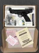 A Webley Hurricane 22 calibre air pistol, in box with pellets, darts,