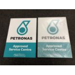 Three advertising signs : Petronas - Approved Service Centre, both the same, each 84 cm x 60 cm.