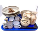 A tray containing pottery including bowls, jugs, mugs, vases etc.