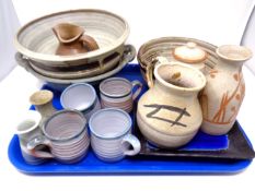 A tray containing pottery including bowls, jugs, mugs, vases etc.