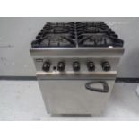 A Lincat commercial stainless steel four burner gas cooker