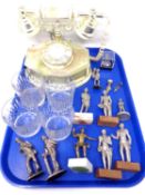 A tray containing assorted metal figures including French soldiers,
