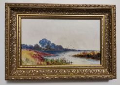 Watercolour of a riverbank in Kingsbridge by Abraham Hulk Jr (1851-1922), signed bottom right,