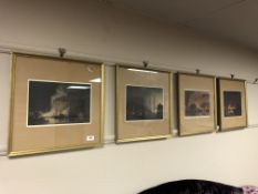 Four continental colour prints depicting views across a harbour, all 29 x 20 cm.
