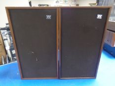 A pair of Wharfedale Linton 3XP teak cased speakers.