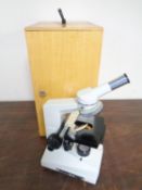 An electric microscope in a fitted box.