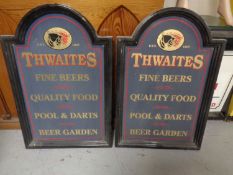 Two Thwaites pub advertising boards.