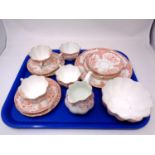 A tray containing a 15 piece antique bone china tea service.