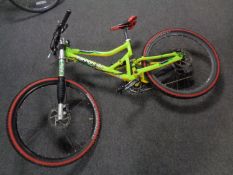 A Cannondale Jekyll 800 downhill mountain bike with single lefty fork