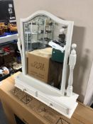 A contemporary dressing table mirror fitted with two drawers (white)