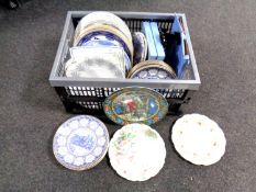 A box containing a quantity of assorted collectors and wall plates including Ringtons, Wedgwood,