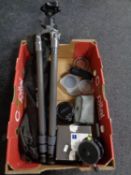 A box containing a Gitzo camera tripod in carry bag together with levelling base attachment (box),